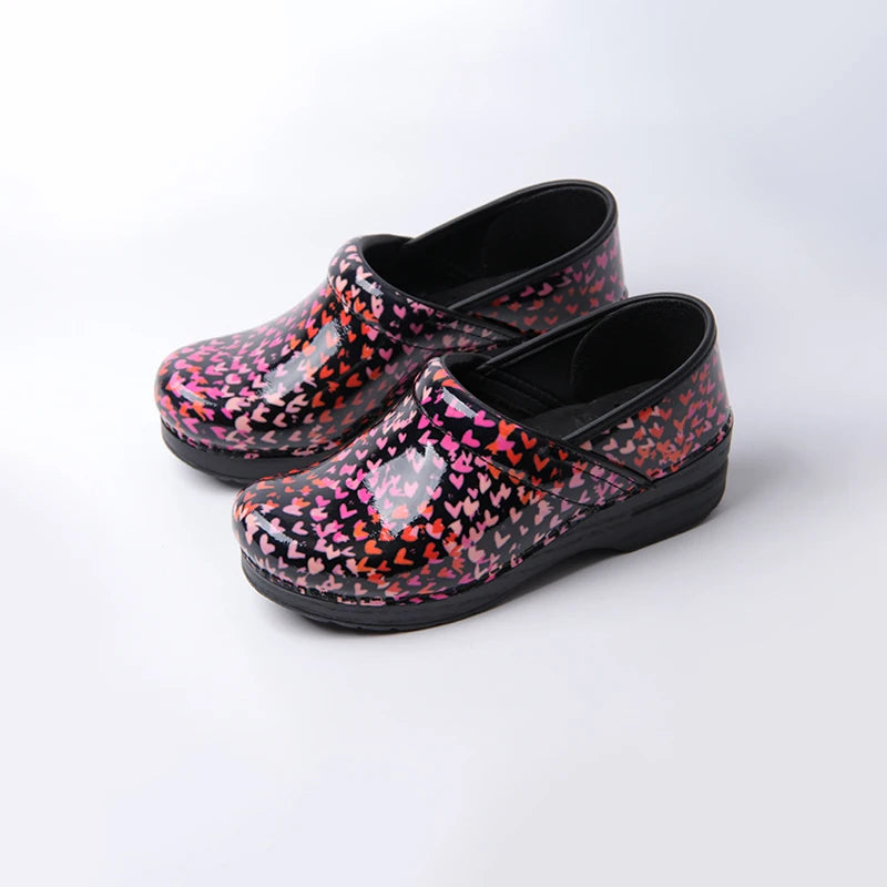 Women Slip-On Clogs - Hearts Design