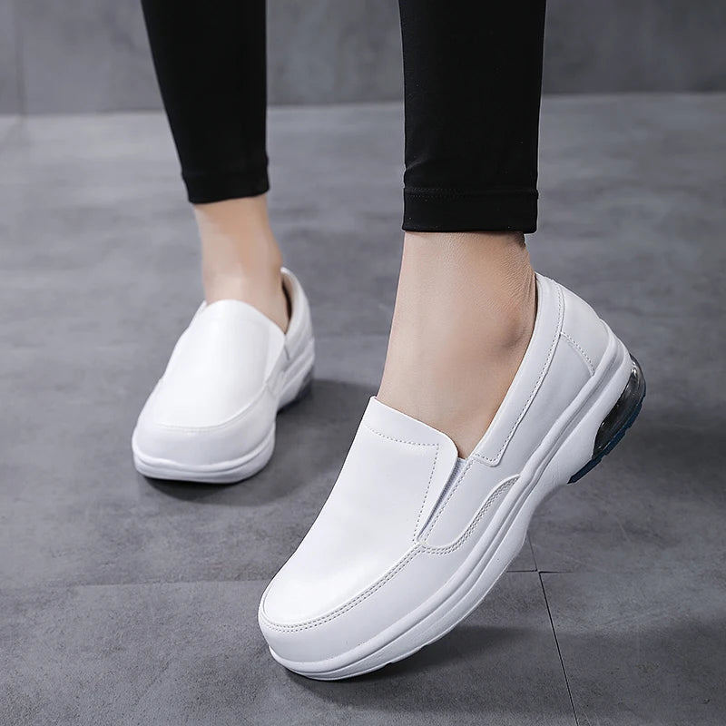 White Slip-On Walking Sneakers