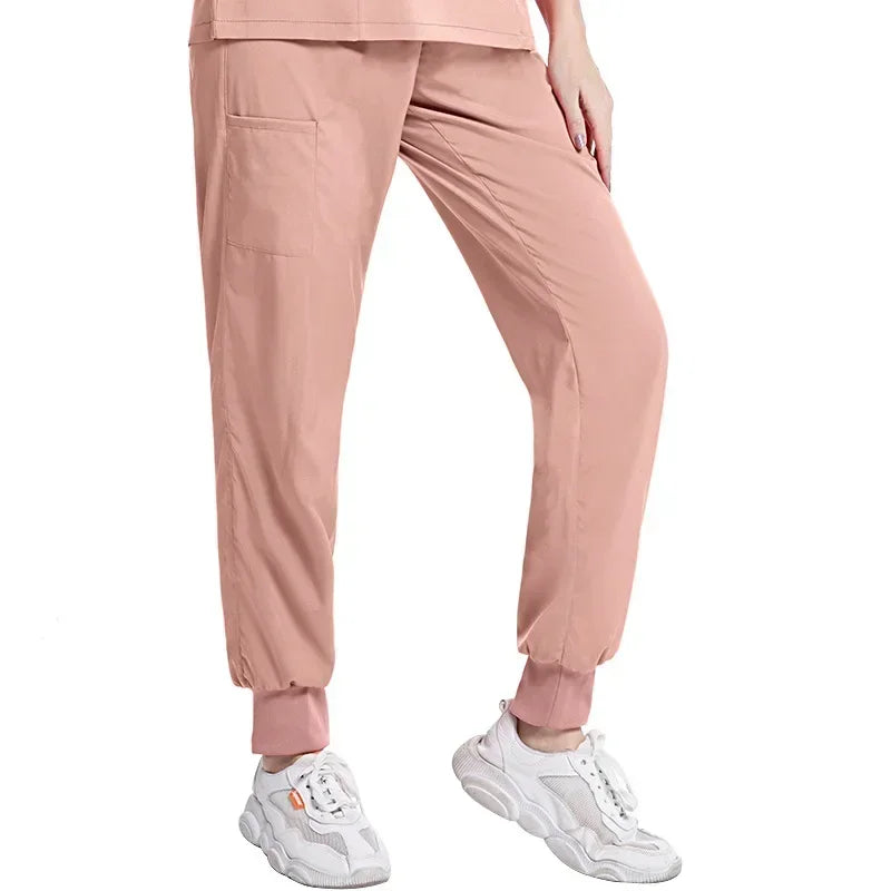 Wrinkle-Resistant Tunic Neckline & Jogger Pants Scrub Set