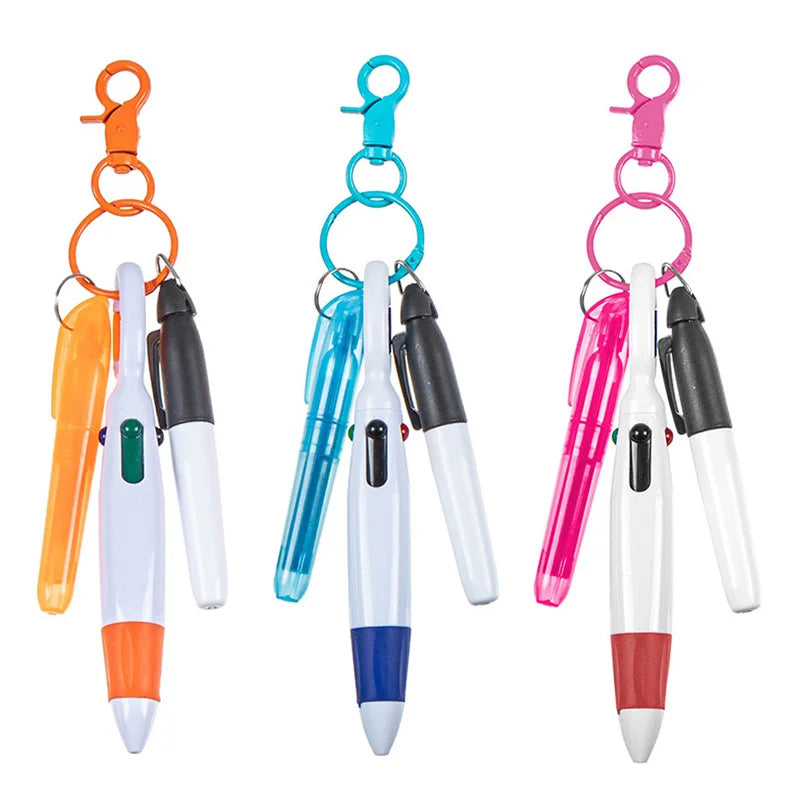 pen set for badge reel holder - highlighter, pen, permanent marker.