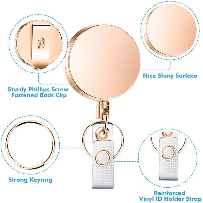 Retractable Badge Reel Retractable - Rose Gold