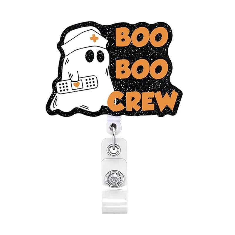 badge reel "boo boo crew". badge reel . Retractable  with alligator clip.