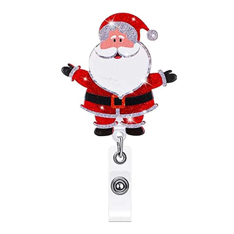 badge reel santa claus. Retractable  with alligator clip.