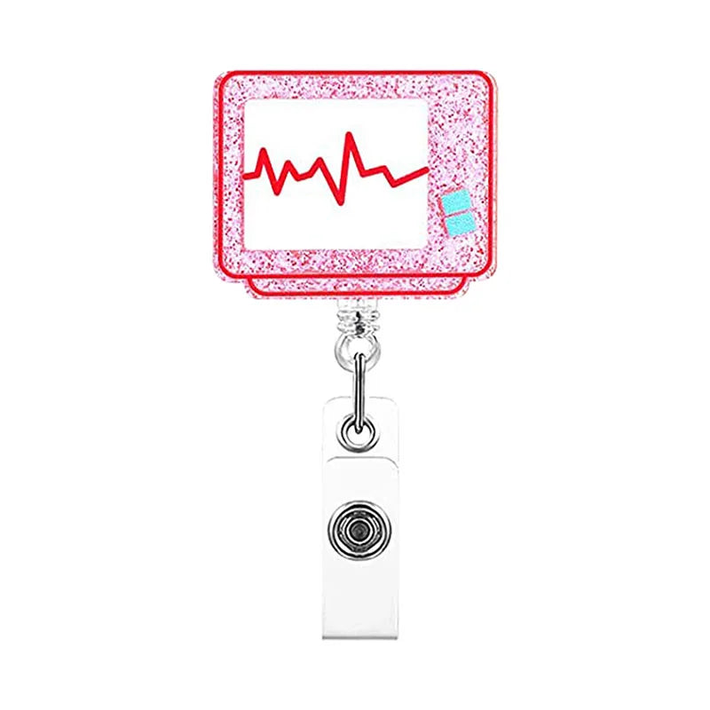 badge reel ekg machine. Retractable, alligator clip.