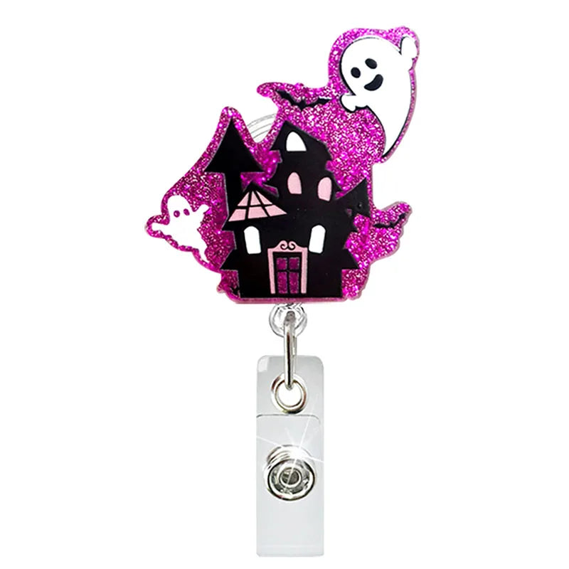 badge reel haunted house. Retractable  with alligator clip.