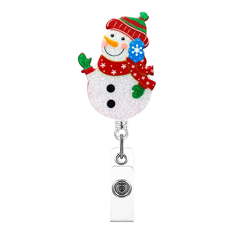 badge reel snowman. Retractable, alligator clip.