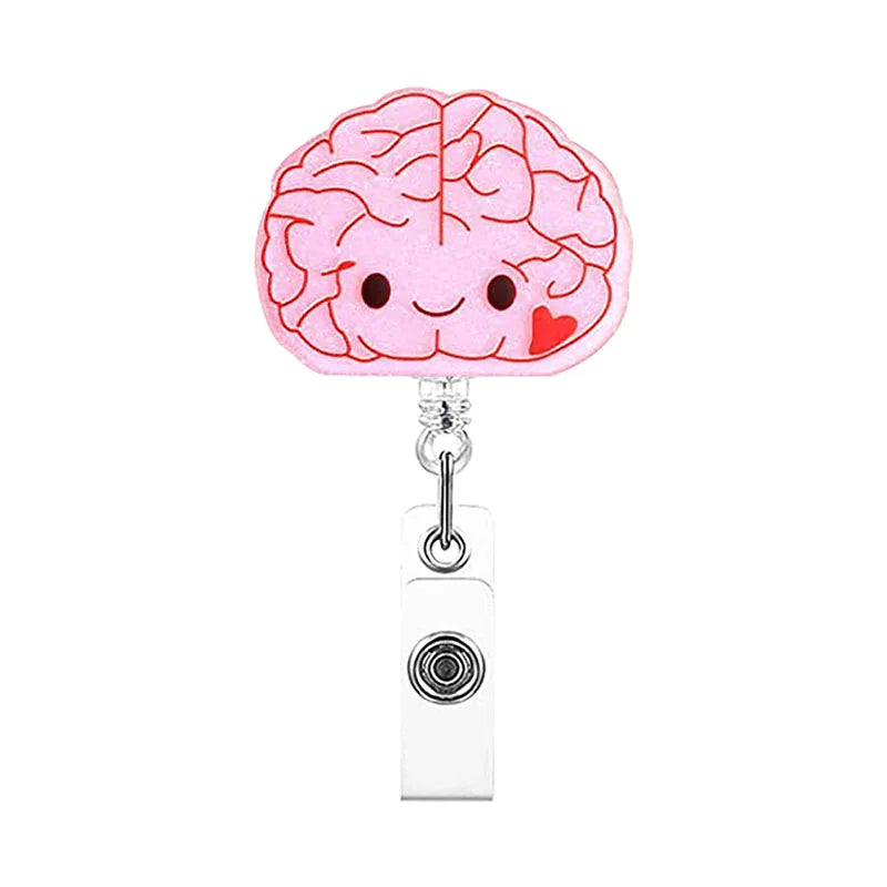 badge reel brain. Retractable, alligator clip.